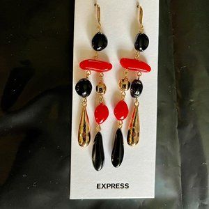NWT Express Multi Shape Layered Chandelier Drop Earrings
